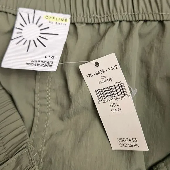 New OFFLINE By Aerie Cargo Maxi Skirt Large Sage Green Utility Pocket Streetwear - Picture 4 of 14